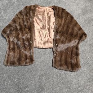 Elegant Brown Mink Fur Cape #25